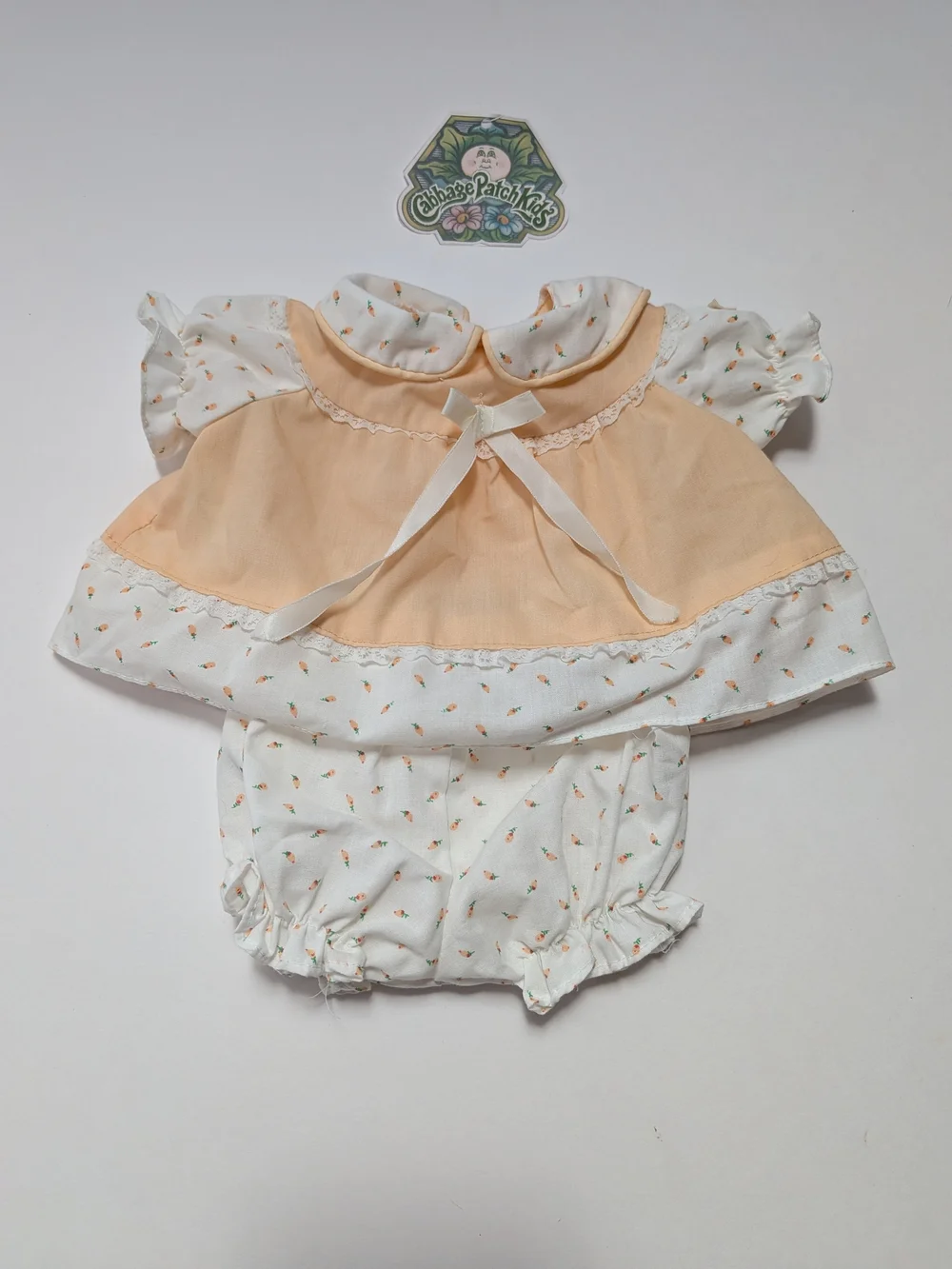 Vtg Cabbage Patch Kids Doll Clothes PreemieDress&Bloomers 8A(P) PeachRosebud CPK